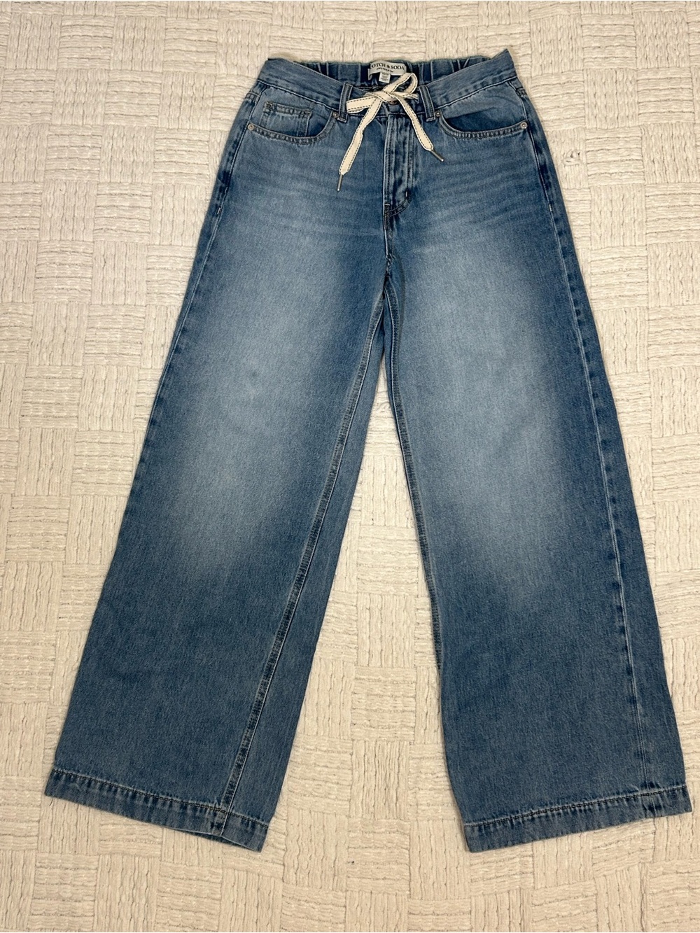 Scotch & Soda | Wide-Leg Drawstring Jeans in Medium Blue
